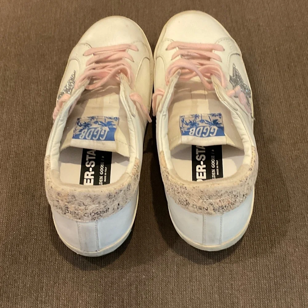 Golden Goose White Sneakers with Pink and Silver Accents - Picture 4 of 6
